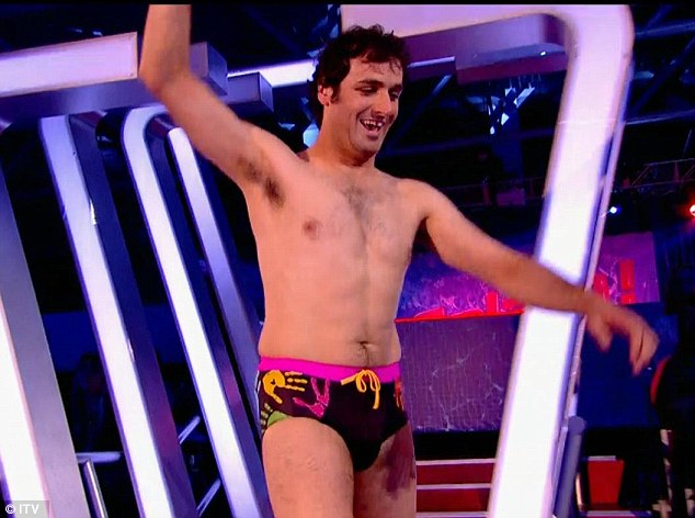 Multicoloured madness: Patrick Monahan was the first to dive during the third round of Splash!