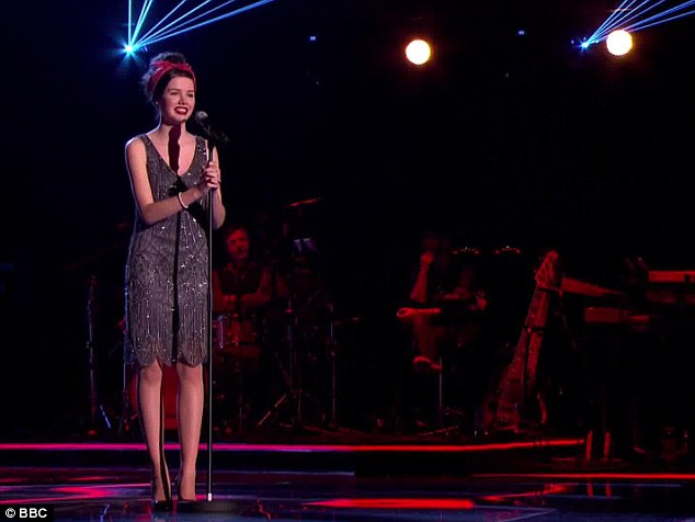 Stunning: Sophie May looked stunning in a vintage dress while singing Time After Time