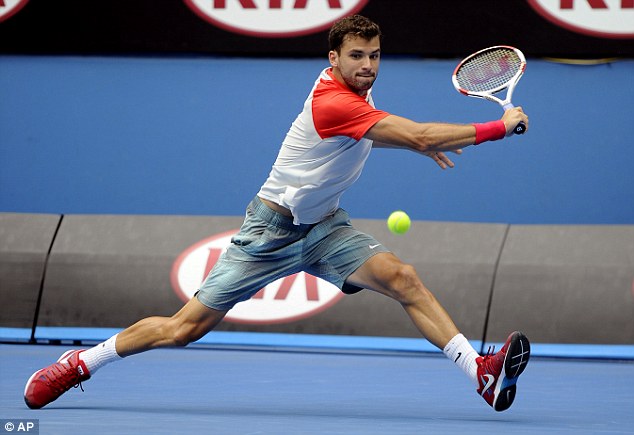 At a stretch: This is the first time that Dimitrov has reached that later stages of a Grand Slam