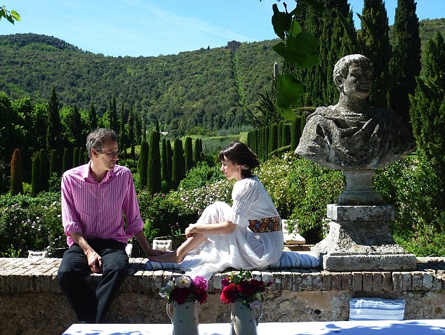 Speaking for the first time about his family's dispute, Ned Lambton has criticised the 'unseemly' behavior of his sisters. He is pictured with his wife, Marina, in Siena