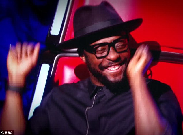 So happy: Will.i.am was so happy to win Jermain he could not help but do a celebratory dance