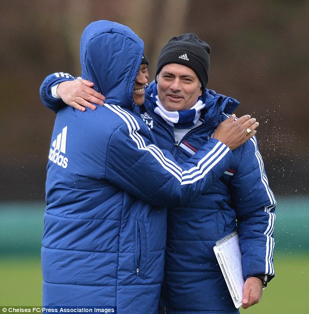 Softer side: Chelsea boss Jose Mourinho during training