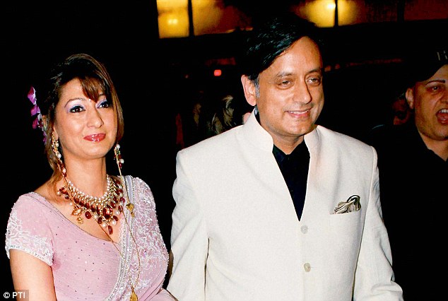 Relationship: Tharoor and Pushkar (left) had reportedly had a row before the mysterious death