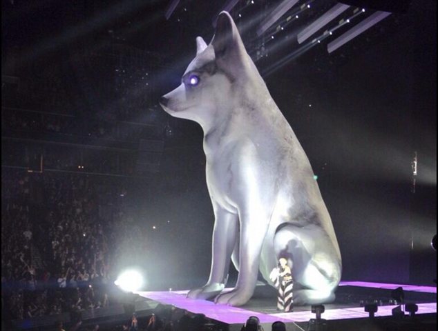 Mourning: Miley famously performed before a massive inflatable Floyd during her concert in Brooklyn days after his death