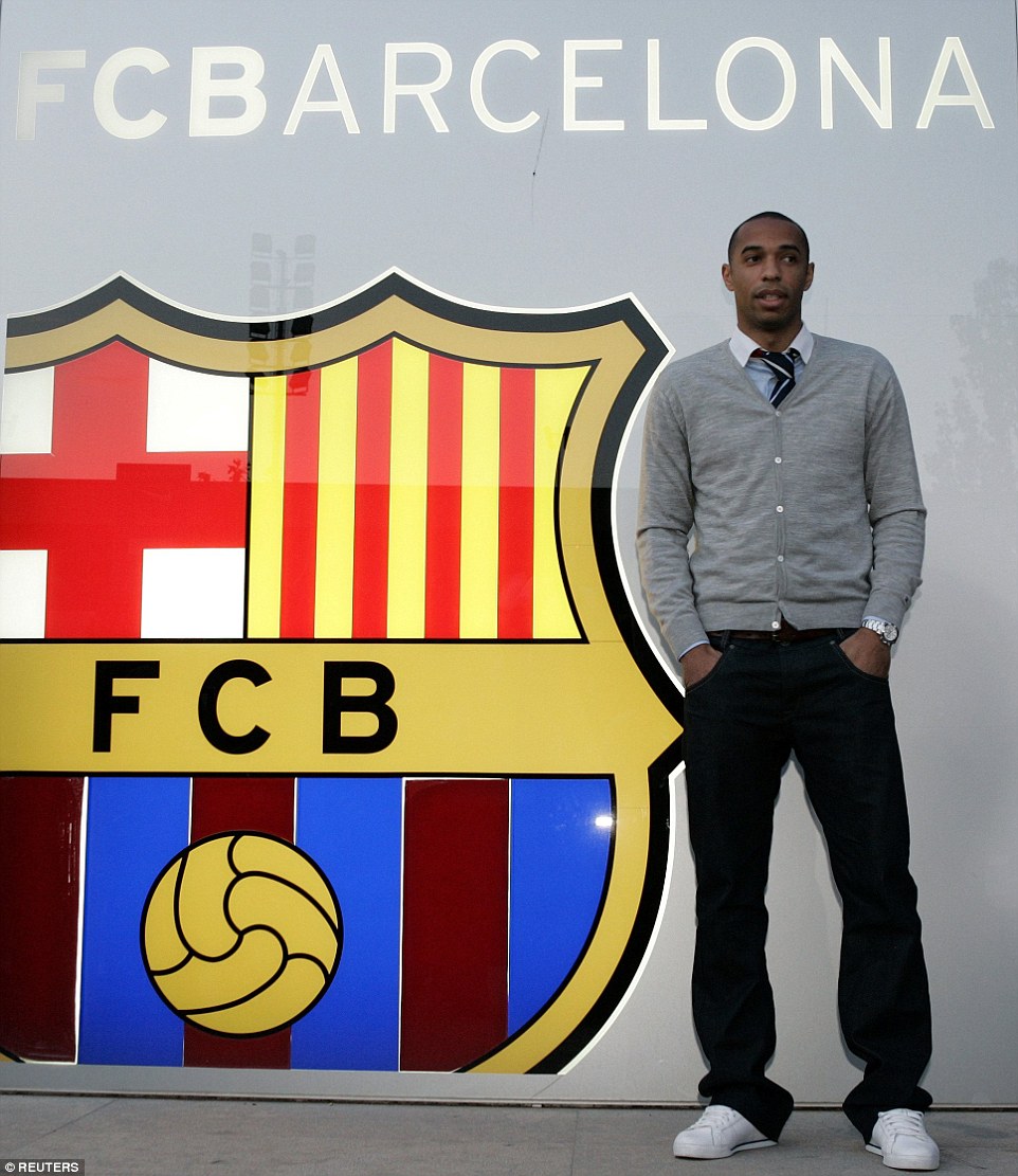 In 2007, Henry left Arsenal and joined Catalan giants Barcelona for just under £20m, signing a four-year contract