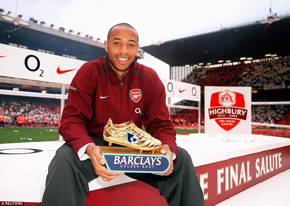 Henry was presented with the Premier League Golden Boot accolade during farewell celebrations for Highbury in May 2006