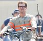 Exclusive... 51825826 Actor Chris Hemsworth wears his Ghostbusters uniform as he rides a motorcycle on the set of "Ghostbusters" on August 17, 2015 in Boston, Massachusetts. FameFlynet, Inc - Beverly Hills, CA, USA - +1 (818) 307-4813