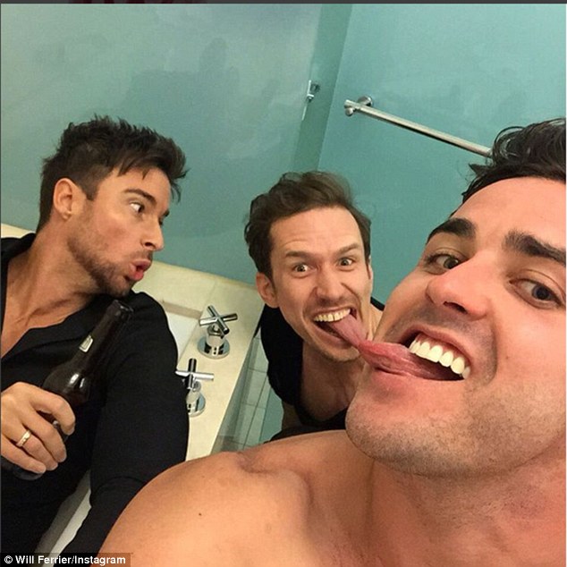 Tasty! On Friday night, charismatic musician Will shared a hilarious snap of himself and Davey pretending to touch tongues in a bathroom, while Michael Turnbull looked on