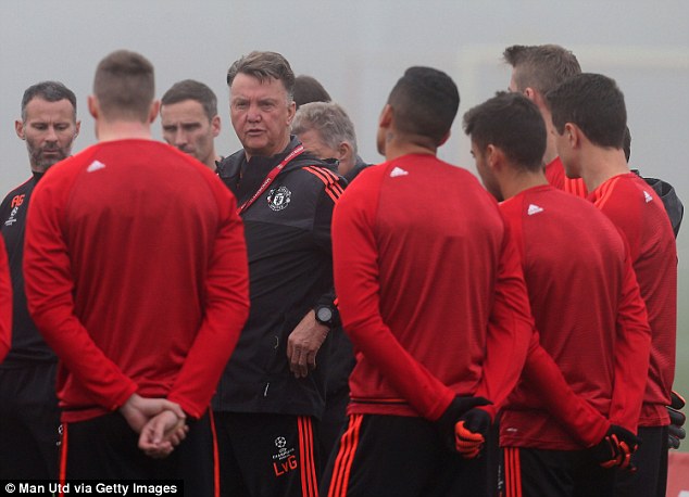 Van Gaal takes a final training session  before reminding fans that United had gone top of the table this term