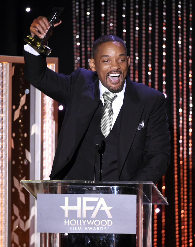 Will Smith accepts the Hollywood actor award for "Concussion," at the Hollywood Film Awards at the Beverly Hilton Hotel on Sunday, Nov. 1, 2015, in Beverly H...