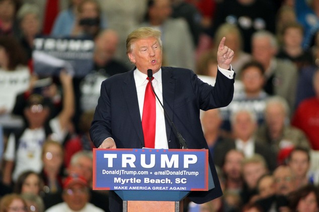 Republican presidential candidate Donald Trump speaks during a campaign event at the Myrtle Beach Convention Center on Tuesday, Nov. 24, 2015, in Myrtle Beac...