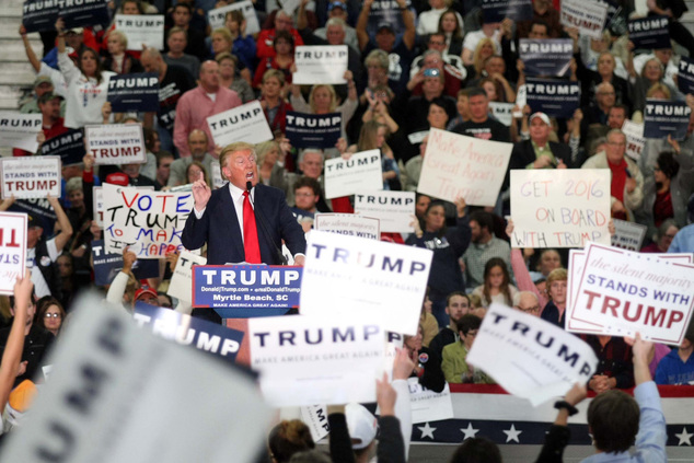 Republican presidential candidate Donald Trump speaks during a campaign event at the Myrtle Beach Convention Center on Tuesday, Nov. 24, 2015, in Myrtle Beac...