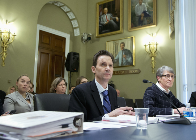 Bureau of Reclamation Deputy Commissioner for Operations David Palumbo, left, and Interior Sally Jewell testify on Capitol Hill in Washington, Wednesday, Dec...