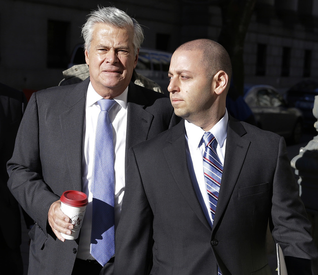 FILE - In this Nov. 17, 2015, file photo, New York Sen. Dean Skelos, left, and his son Adam Skelos arrive to court for jury selection in the pair¿s extortion...