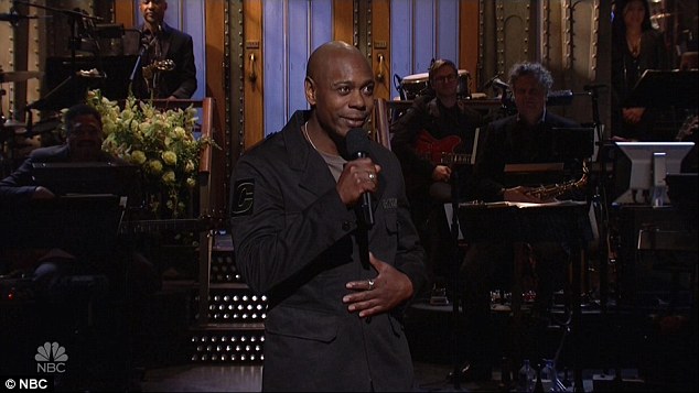 Chappelle closed his opening comments by saying: 'I'm wishing Donald Trump luck. And I'm going to give him a chance. And we, the historically disenfranchised, demand that he give us one too'