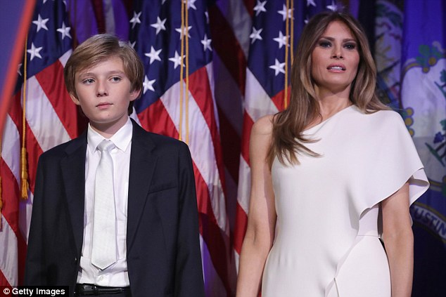 The Goldendoodle would be for Barron Trump (left) who will be moving to the White House with his mom Melania Trump (right) after his school year ends in 2017 