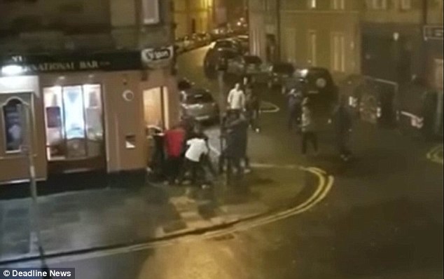 It is sparked when one set of supporters try to get into the International Bar but start to fight with those already inside