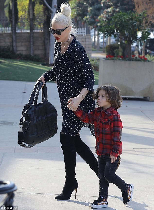 Doting mom: On Sunday, Gwen Stefani stepped out cutting a chic figure while attending church in Los Angeles