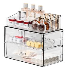 PRICES MAY VARY. 🌸Transparent Makeup Organiser with multiple compartments and drawers is perfect for storing and organising cosmetics, brushes and skincare products, keep your jewellery, accessories stored in a neat and orderly manner, easy to access, it has a top compartment for perfect storage of makeup brushes, eyeshadow palettes, skincare bottles, and other cosmetics. 🌸This clear make-up organiser is made of high quality acrylic sheet material, the clear visible design allows you to find t Makeup Organizer Bathroom, Makeup Organization Bathroom, Makeup Brushes Eyeshadow, Dressing Table Organisation, Acrylic Makeup Organizer, Clear Makeup Organizer, Makeup Organiser, Bathroom Organizers, Ideal Makeup