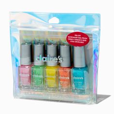 Claire's Neon Rainbow Scented Peel Off Nail Polish Set - 5 Pack Nails Interesting, Claire's Nails, Peel Off Nail Polish, Water Based Nail Polish, Neon Nail Polish, Piercing Kit, Word Bracelet, Nail Polish Set, Jewelry Words