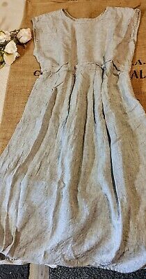 Vintage FLAX Engelhart 100% Linen Dress Lagenlook Cottagecore Art Pinstripe M | eBay Lagenlook Aesthetic, Linen Clothes Patterns, Distressed Clothes, Linen Dresses Elegant, Lagenlook Patterns, Rachel Maksy, Distressed Outfit, Earth Clothes, Lagenlook Clothing