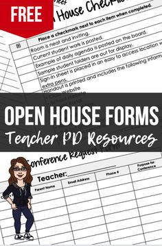 an open house forms worksheet for teachers