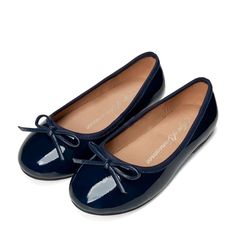 Ballet flats, while timeless, are having a moment this season - Fannie pair is especially chic. They're made from glossy leather and have sweet bows. Wear yours with a simple tee and trusty denim. Emily Miller, Navy Ballet Flats, Ballerina Kids, Blue Ballet Flats, Bday Wishlist, Blue Flats, Simple Tees, Ballerina Shoes, Ballet Flat