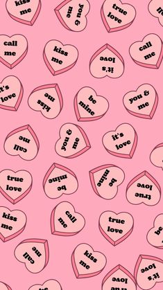 pink hearts with words that say i love you