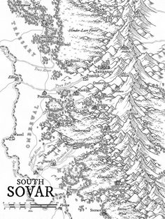 a black and white map with the name south sovarr on it's side