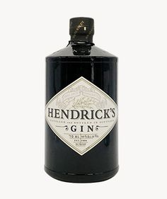 a bottle of hendrick's gin on a white background