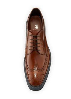 Prada Men's Spazzolato Creeper Brogue Platform Shoe, Light Brown - Bergdorf Goodman Prada Mens, Derby Shoe, Platform Shoe, Gentleman Shoes, Best Shoes For Men, Prada Men, Italian Shoes, Formal Shoes For Men, Prada Shoes