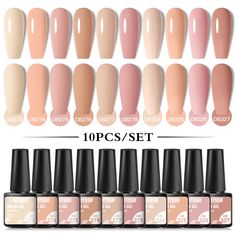 Mtssii 6/10PCS Nude Gel Nail Polish Set Pink Semi Permanent Hybrid Varnishes Manicure Nail Kit Base Gel Lamp, Glitter Gel Nails, Uv Gel Nail Polish, Professional Nail Art, Nail Polish Set, Gel Nail Polish Set, Bright Nails, Led Nail Lamp, Nail Polish Sets