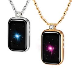 two necklaces with stars on them, one in gold and the other in silver