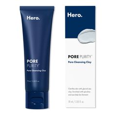 Pore Purity Cleansing Clay Mask -  This Pore Purity Cleansing Clay Mask from Hero Cosmetics is the creamy clay mask that works gently to remove oil and impurities from skin - then rinses clean in a soft, sudsy wash.    Benefits     Absorbs excess oil Controls shine Visibly minimizes pores after 4 days     Features     Pore Purity is the creamy clay mask that works gently to remove oil and impurities from skin - then rinses clean in a soft, sudsy wash. Pore Purity targets dirt and grime with a cr Get Rid Of Clogged Pores, Skin Face Mask, Cleansing Mask, Clay Face Mask, Pore Cleansing, After 4, Skin Pores, Clay Mask, Clay Masks