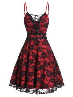 Dresses For Women | Cheap Cute Womens Dresses Casual Style Online Sale | DressLily.com Extravagant Dresses, Cheap Lace Dress, Dress Reference, Scene Style, Gala Ideas, Lace A Line Dress, Dark Wedding, Punk Scene, Lace Dress Vintage