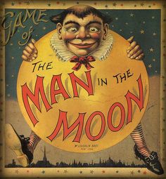 the man in the moon book cover with an image of a clown holding a giant yellow ball