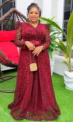 Cap Point Red / L Sharon Rose Plus Size Large Long Sleeve Luxury Designer Chic Elegant Evening Party Maxi Dress Sequence Gowns, English Gowns, Dresses For Woman, Nigerian Lace Styles Dress, Africa Clothing, Nigerian Lace Styles, Kindergarden Activities, Styles Dress, Party Maxi Dress