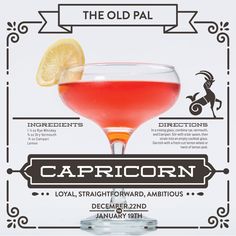 the old pal capricorn cocktail poster