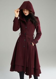 Belted Wool Coat, Winter Coat Women, Mode Mantel, Hooded Wool Coat, Princess Coat, Wool Winter Coat, Elegant Coats, Long Coat Women