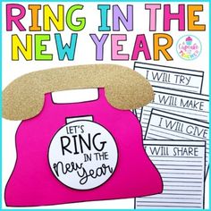 a pink bag with the words ring in the new year written on it, next to a