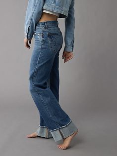 $44.96 Thick Hem Jeans, Jeans Folded At Ankle, Best Jeans For Thick Waist, Big Cuff Jeans, Cuffed Jeans With Boots, Copenhagen Autumn Style, Trendy Bottoms With Rolled Hem And Cuffed Ankles, Casual Dark Wash Bottoms With Cuffed Ankles, Fitted Straight Leg Bottoms With Rolled Hem