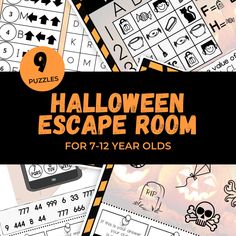 halloween escape room for kids with puzzles and games