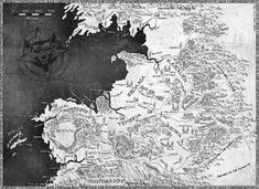 the map of middle - earth from lord of the rings, drawn in black and white