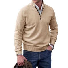 Men's Long Sleeve Knit Sweater with Zipper in 7 Colors M-5XL Elegant Sweater, Buy Sweaters