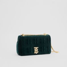 Small Quilted Velvet Lola Bag in Dark Green - Women | Burberry United States Burberry Gifts, Quilted Velvet, Luxury Crossbody, Crossbody Bags For Women, Designer Crossbody, Designer Crossbody Bags, Small Quilts, Painting Edges, Burberry Bag