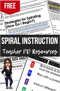 the spiral instruction poster for teachers to use with their students'writing and reading skills