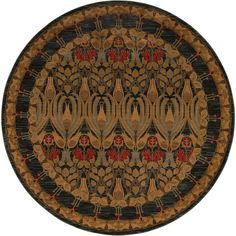 a round rug with an ornate design on it