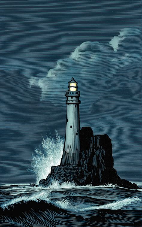 Chris Wormell, Procreate Drawing Ideas, Nautical Star, Graphisches Design, Mtg Art, Procreate Drawing, Lighthouse Art, People Figures, His Dark Materials