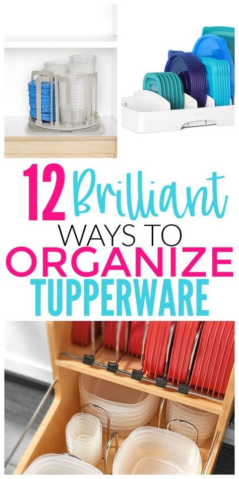 12 Brilliant Ways To Organize Food Storage Containers Organize Food Storage Containers, Organize Food Storage, Organize Tupperware, Organize Plastic Containers, Tupperware Organizing, Tupperware Storage, Kitchen Organization Diy, Ways To Organize, Food Storage Containers Organization