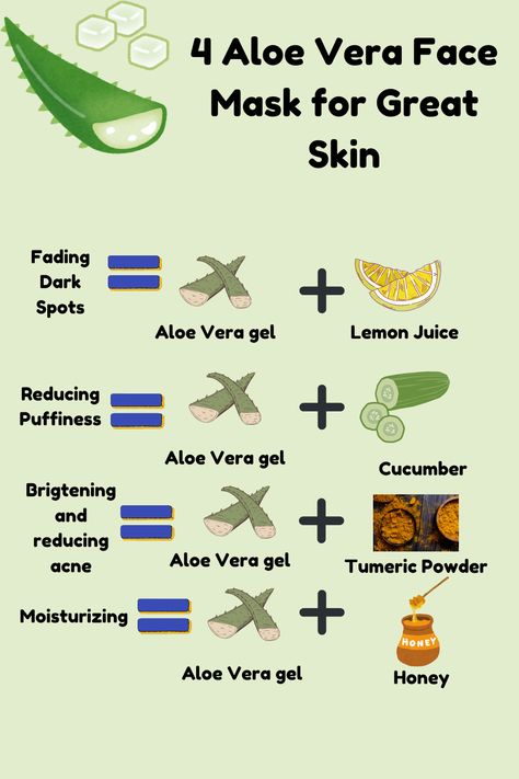 Here are some aloe vera masks you can try out for great, healthy skin ♡ Homemade Face Masks With Aloe Vera, Aloe Vera Hacks For Skin, Diy Anti Inflammation Face Mask, Aloe Vera For Face Benefits, Aloe Vera For Skin Recipes, Things To Make With Aloe Vera, Aloe Vera And Honey Face Mask, Aloevera Skincare For Acne, What Does Aloe Vera Do To Your Face